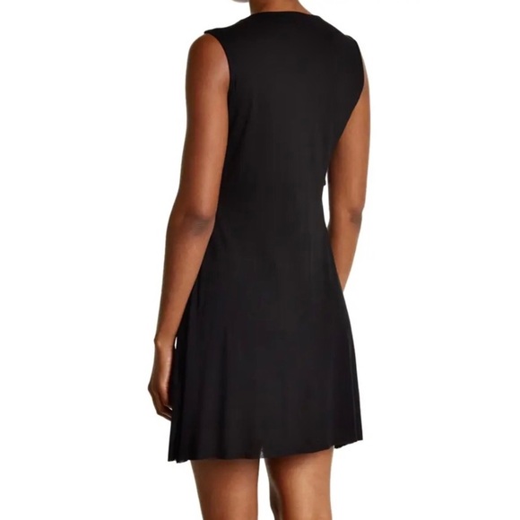 NEW ALLSAINTS BLACK JERSEY TIE-WAIST MINI DRESS - Picture 5 of 7